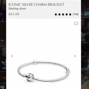 Classic sliver pandora charm bracelet